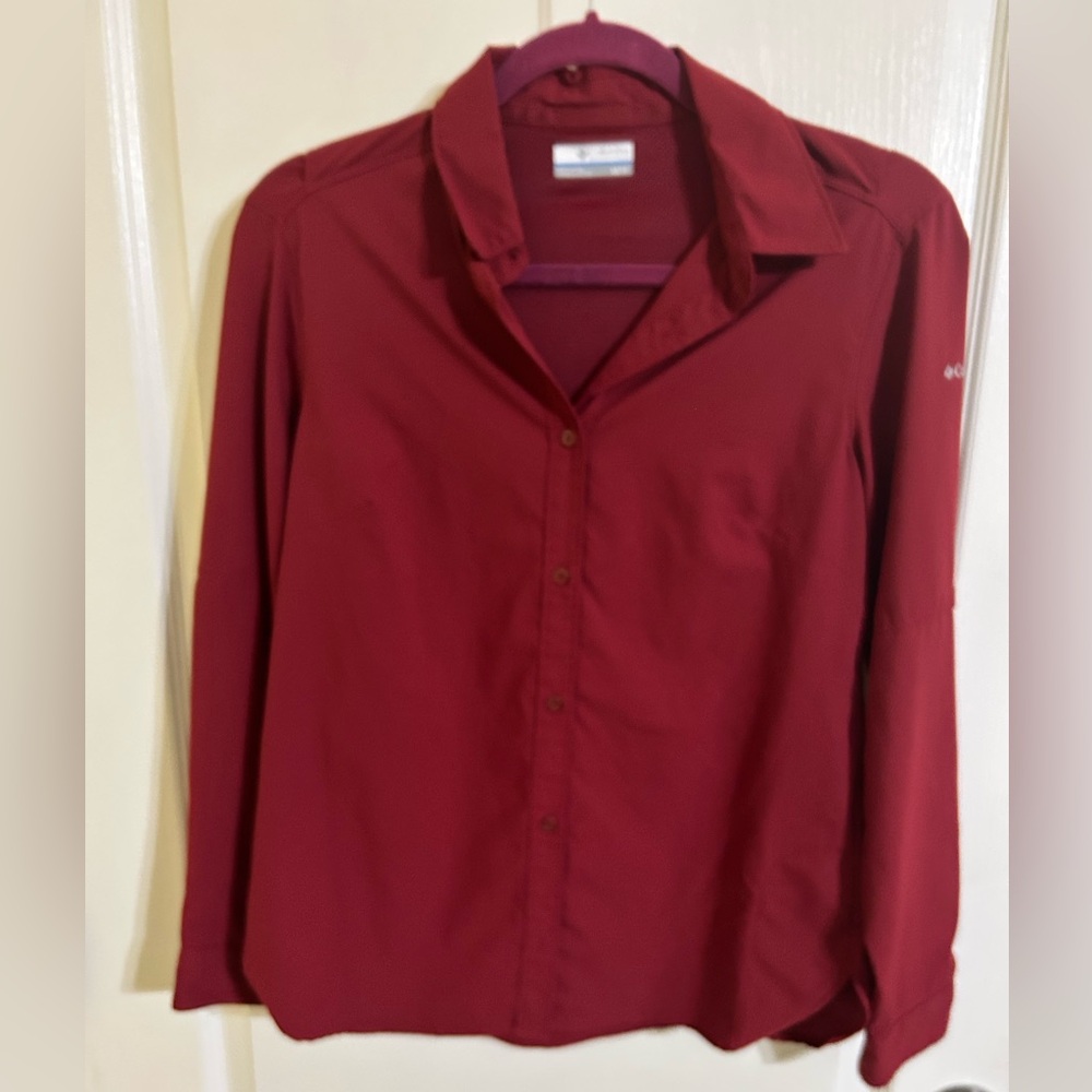 Columbia Women's Red Button Down Shirt XS